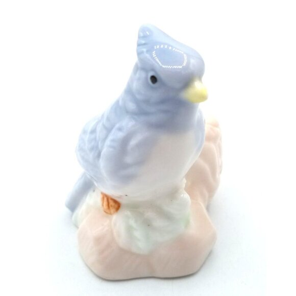 Blue Jay Toothpick Holder Vintage Porcelain 2.25 In Miniature Bird Nest Decor - Picture 13 of 16